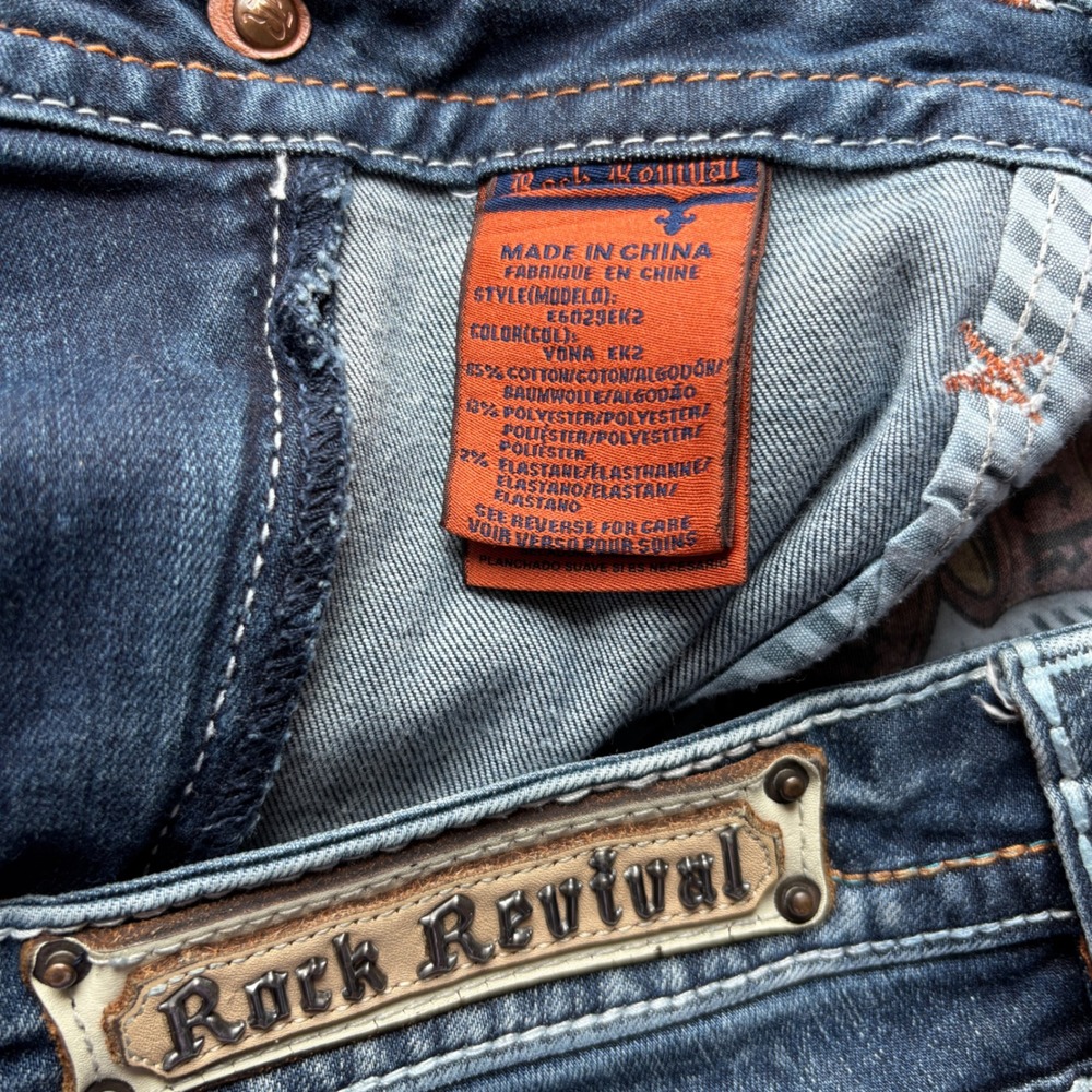 Rock Revival Western Y-2K inspired Yana Ankle Skinny Jeans Embroidered Size 33 - Picture 11 of 16